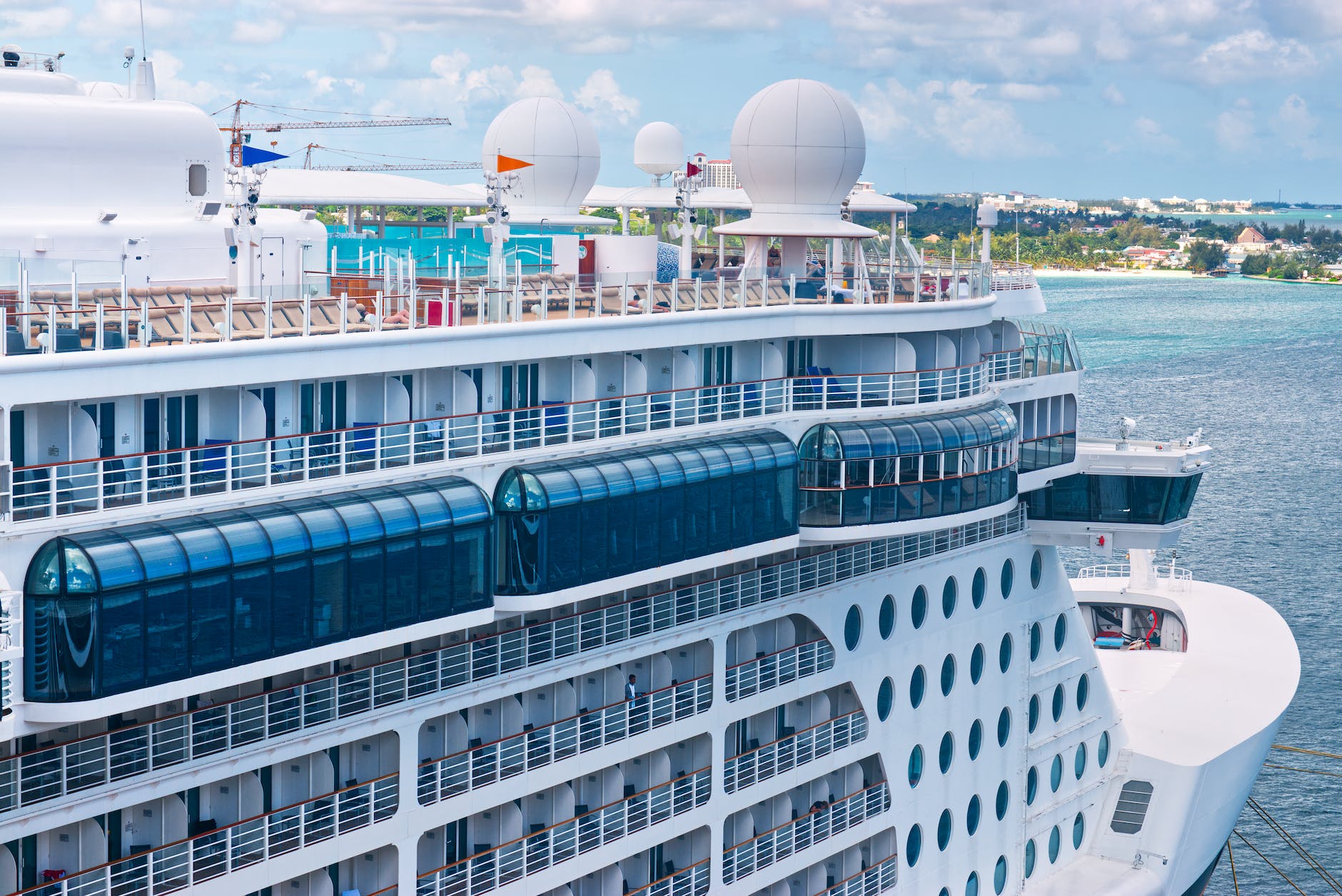 an aerial photography of a cruise ship on the sea